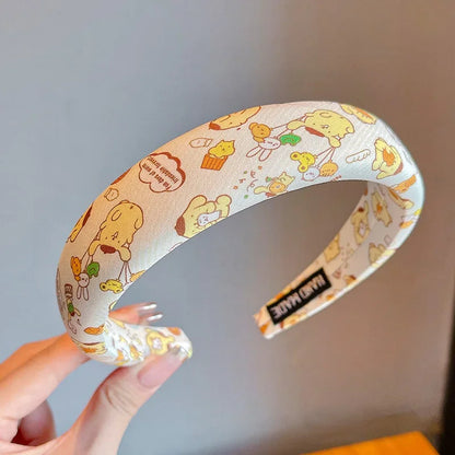 sanrio New Children's Hair Hoop for Girls Sponge High Headband Cute Kuromi Hair Accessories Wide Edge Compression Hair Bundle