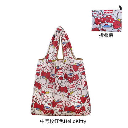 New Hello Kitty Supermarket Shopping Bag Large Capacity Bag Cartoon kuromi Portable Foldable Cloth Bag Shoulder Bag