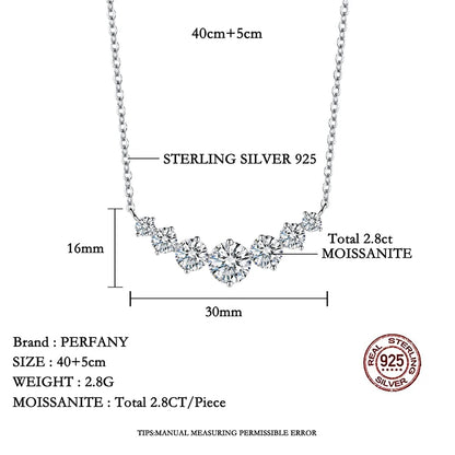 PERFANY All Moissanite Necklace for Women S925 Pure Silver Smile Sparkling Diamond Pendant Fashion Luxury Jewelry Party Gift