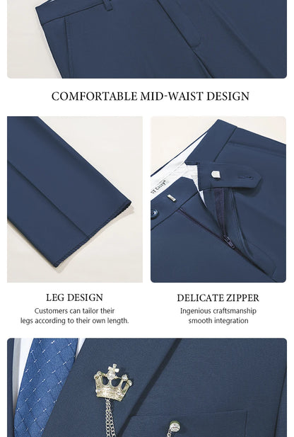 ST Cassy High Quality Men's Suit black Fashionable and Casual Slim Fit Male Groom Wedding Blazers Party Dress Jacket Coat Pants