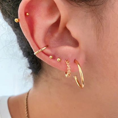 925 Sterling Silver Needle Simple and casual miniature colored zircon circle earrings Women's fashionable Small fresh Jewelry
