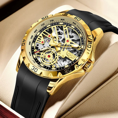 LIGE Top Brand Luxury Mechanical Tourbillon Watch Fashion Business Sport Waterproof Luminous Silicone Skeleton Automatic Watches