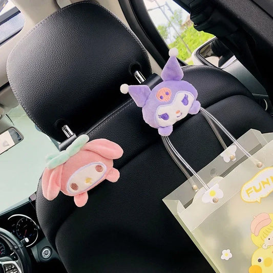 Sanrio Anime Figure Peripherals Car Hook Hanbag Storage Organizer Interior Decoration Cute Kuromi My Melody Car Seat Hook Gifts