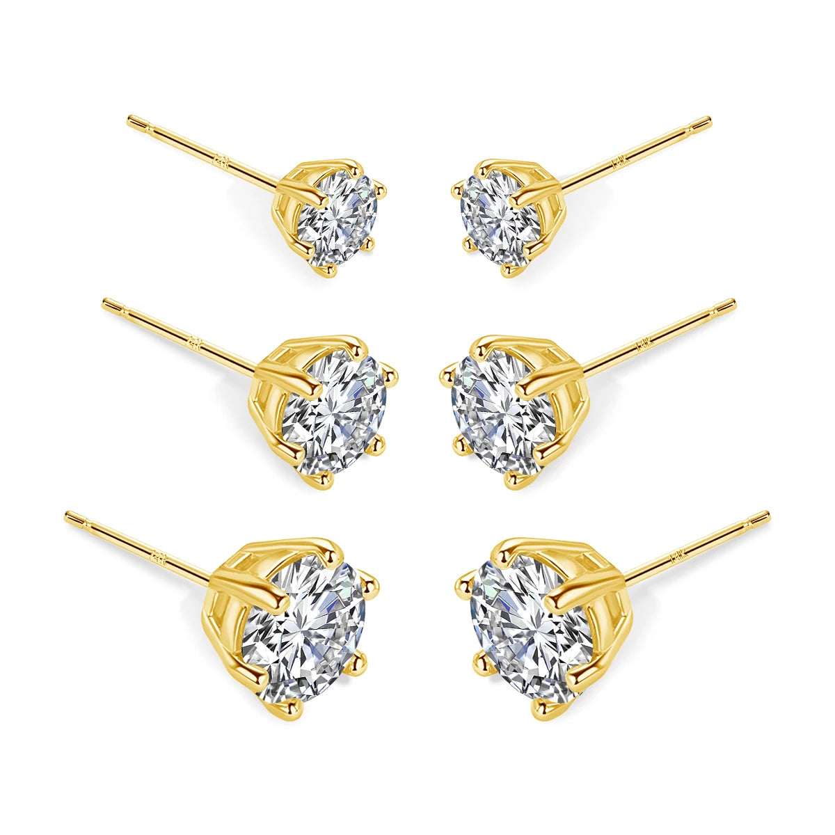 Hypoallergenic Real 14K Gold Earrings GRA Moissanite Ear Stud for Women Men Lover 0.5ct 1ct 2ct Round Earing Wedding Jewelry