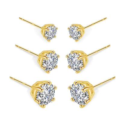 Hypoallergenic Real 14K Gold Earrings GRA Moissanite Ear Stud for Women Men Lover 0.5ct 1ct 2ct Round Earing Wedding Jewelry
