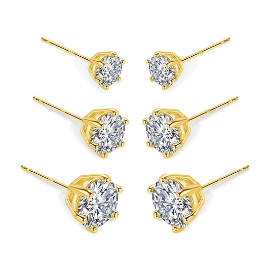 Hypoallergenic Real 14K Gold Earrings GRA Moissanite Ear Stud for Women Men Lover 0.5ct 1ct 2ct Round Earing Wedding Jewelry