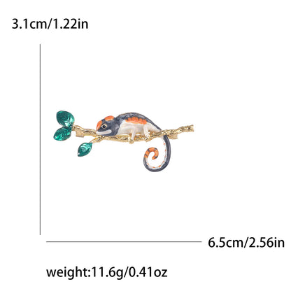 Rhinestone Chameleon Brooch for Women Unisex Enamel Lizard Pin Banquet Party Backpack Gifts Jewelry Accessories