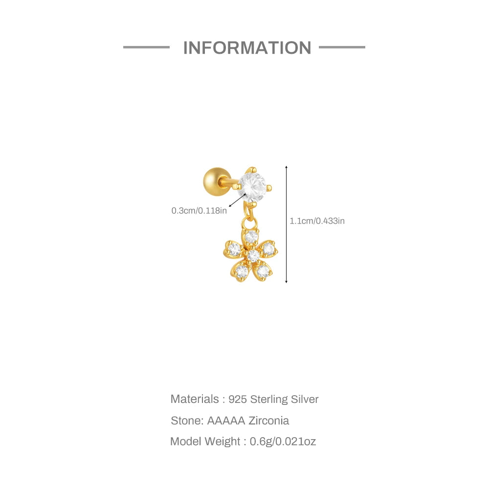 Aide 925 Sterling Silver 1pc Geometry Multi Piercing Stud Earrings For Women K Gold Simple Elegant Tassel Jewelry Gift Pendiente