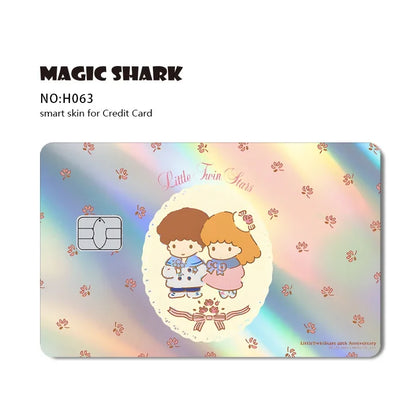 Hot Sale Hello Kitty Kuromi Holographic Laser Shinny Film Skin Cover Sticker for Debit Credit Card Bank Card