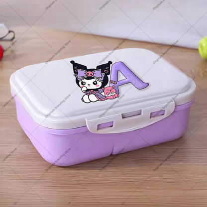 Kuromi 26 Letters Lunch Box Kawaii Girl Portable Bento Rice Boxs Student Hermetic Food Crisper Single Layer Capacity Kids Gift