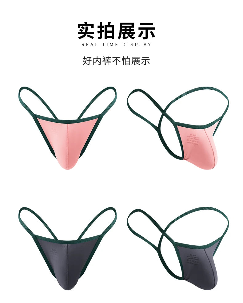 Low Waist Breathable G-Strings & Thongs for Men Sexy and Quick-drying T-back Underwear