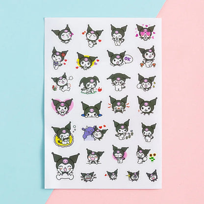 Miniso kawaii kuromi sticker small pattern creative cute cartoon decoration water cup sticker planner account kuromi sticker