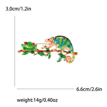 Rhinestone Chameleon Brooch for Women Unisex Enamel Lizard Pin Banquet Party Backpack Gifts Jewelry Accessories