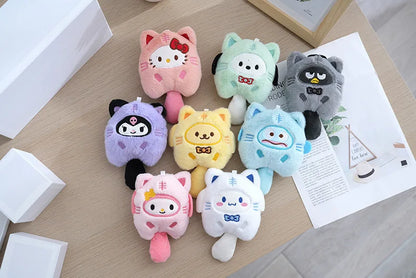 10pcs/lot Kuromi Plush Animal Keychain Little Tiger Kuromi My Melody Cinnamoroll Plush Toy Pendant Pom Pom Purin Cute lmage Doll