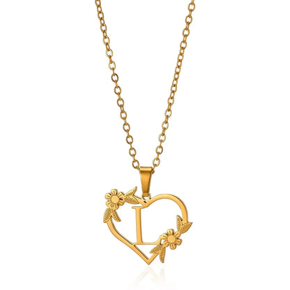 Initial Letter Stainless Steel Pendant Necklace for Women Fashion Gold Color Chain A-Z Alphabet Clavicle Necklaces Jewelry Gift