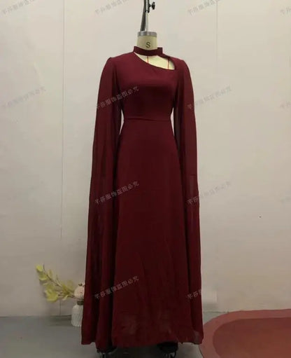 Party Dresses Women Long Dress Round Collar Solid Color Lace Up Tight Waist A Line 2025 Female Vestidos Temperament Maxi Gown