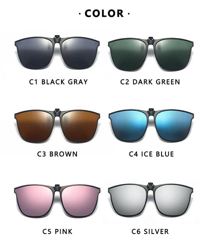 Polarized Clip On Sunglasses Men Car Driver Goggles Night Vision Glasses Anti Glare Vintage Square Glasses Oculos