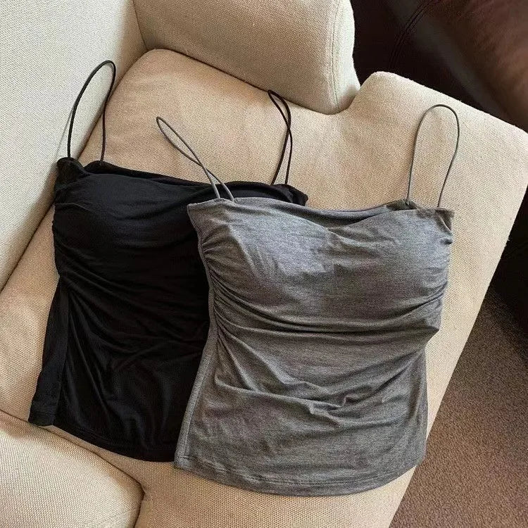2024 Women Halter Top Summer Korean Style Trend Fashion Built in Women Bra Stretch Women Beach Everyday Casual Tank Top