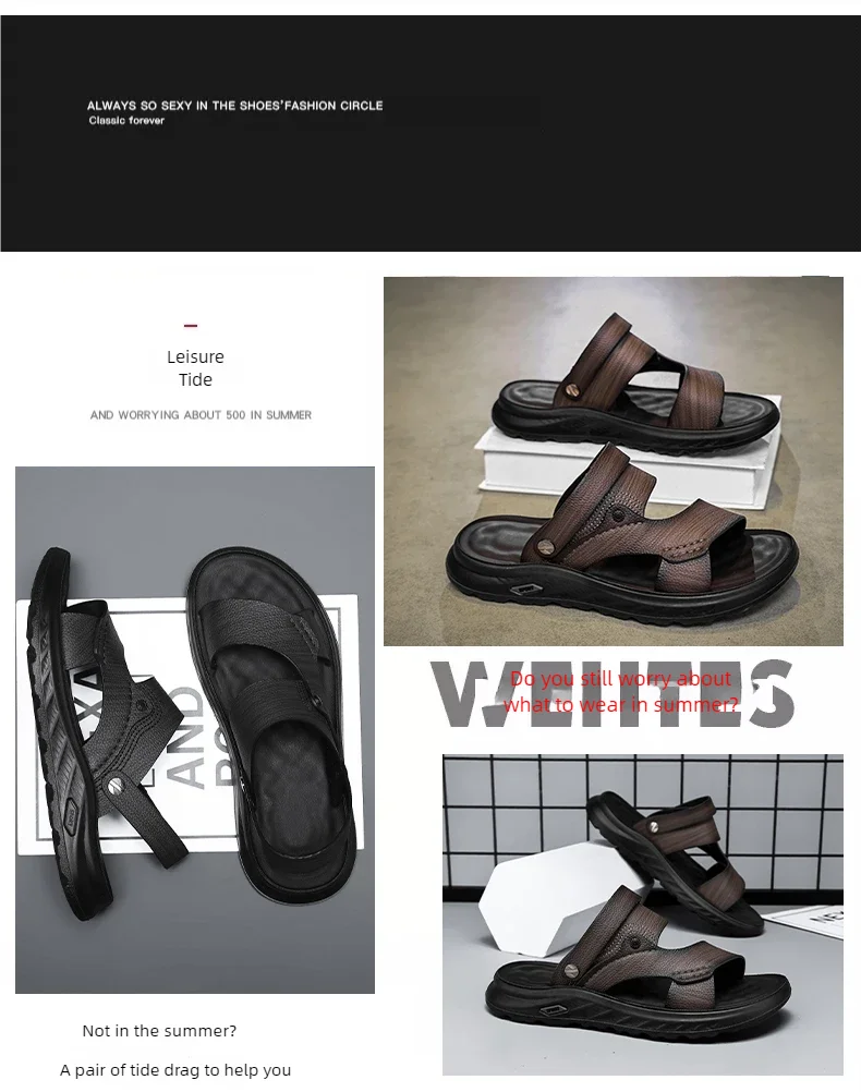 Sandals men with soft soles breathable waterproof anti slip wear-resistant suitable both summer casual wear breathable men shoes