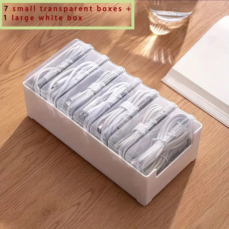 Cable Organizer Storage Box Set Durable Plastic Daily Office Supplies Sundries Charging Cord & Mobile Device Management Storage