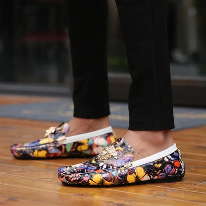 Luxury Loafers Men Fashion Printed Leather Shoes Designer Moccasin for Man Party Shoes Comfortable Flats Driving Shoes Male