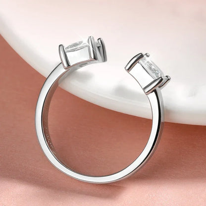 Smyoue 1CTTW 4.5mm プリンセスカット認定モアサナイトリング レディース 調節可能 100% 925スターリングシルバー 結婚式 パーティー バンド ギフト