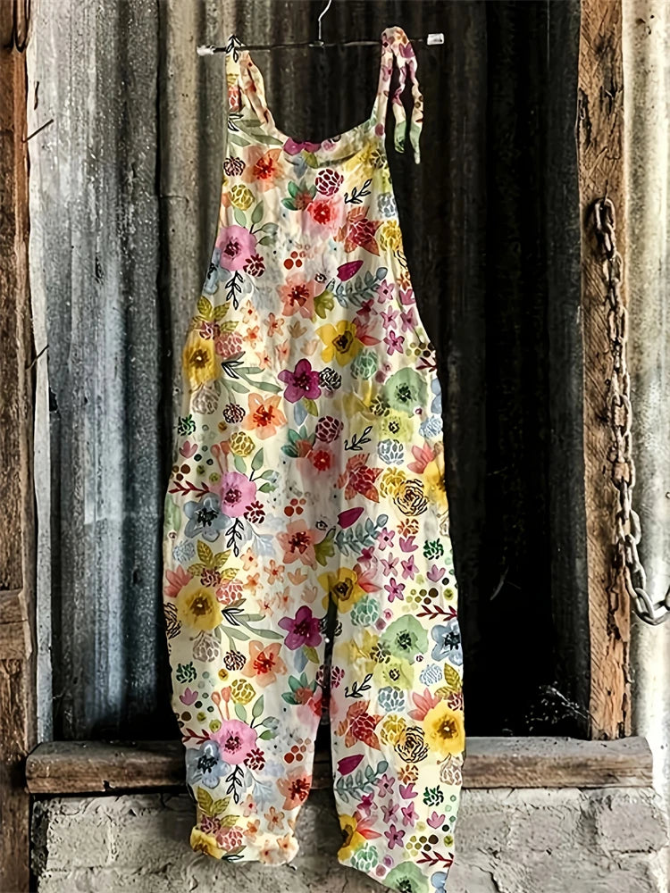 New Women's Jumpsuit Summer Clothing Sleeveless Lace-Up Casual Loose Wide-Leg Pants Women's Jumpsuits Plus Size Womens Bib Pants