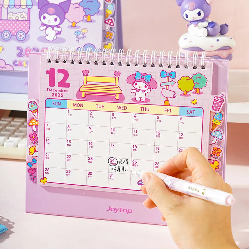 Sanrio Hello Kitty Desk Calendar Daily Schedule Desktop Decoration Kuromi Melody Schedule Plan Cartoon Room Ornament Kids Gifts