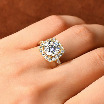 OXTAO 2.0ct D Color Big Moissanite Diamond Wedding Halo Rings for Women 925 Sterling Silver  Wedding Luxury Fine Jewelry Gifts