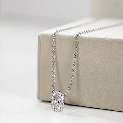 オーバルカット 1-4CT Dカラー モアサナイト ネックレス レディース S925 スターリングシルバー ウェディング ダイヤモンド ペンダント ネックチェーン パーティー ギフト ジュエリー