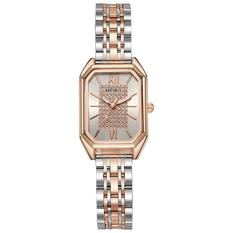 高級レディース腕時計 ファッション 長方形 レディース スチールバンド クォーツ腕時計 Reloj Mujer Relogio Feminino 女の子用時計 ギフト