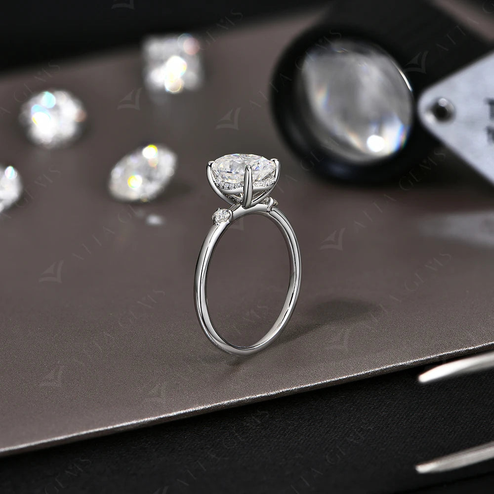 ATTAGEMS 2CT Oval Cut Moissanite Solitaire Ring for Women Lab Grown VVS1 Diamond 9*7mm S925 Silver 18K Gold Wedding Fine Jewelry