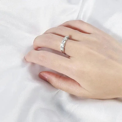White Gold D Color 3mm Moissanite Ring for Women 1.5CT Stone Match Diamond Wedding Band Bride S925 Sterling Silver GRA