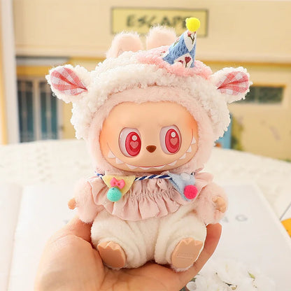 Labubuドール服 かわいいカートゥーンジャンプスーツ Labubu Idol V1 V2ドール用 15/17cmぬいぐるみドールユニバーサルアクセサリー