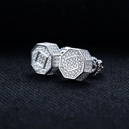 MossanRappr Moissanite Iced Out Stud Earrings for Men Women 925 Sterling Silver Rock Hip Hop Jewelry Gift Punk Party Accessories