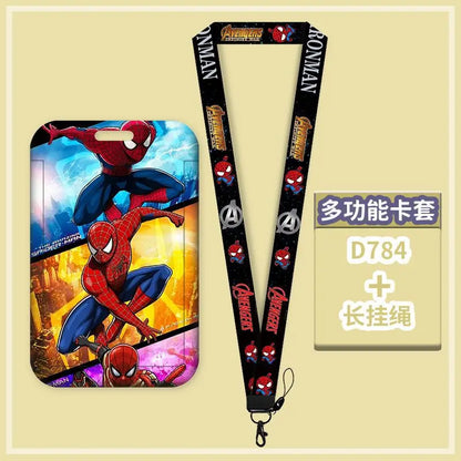 Cartoon Disney Marvel Spiderman Card Sleeve Cartoon Lanyard ID Bus Card Work Permit protect Sleeve Cute Student Stationery Gift