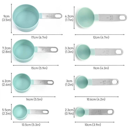4PCS/8PCS plastic measuring cup Spoon Set Stainless Steel handle Kitchen Baking Tools Accessories Weighing gadgets