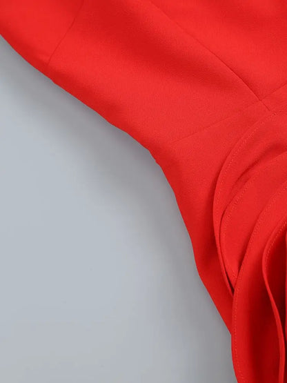 Red Brithday Dresses for Women Elegant prom Gown Sexy Strapless 3d Big Flower Evening Dress 2025 Summer Fashion Party Outfits