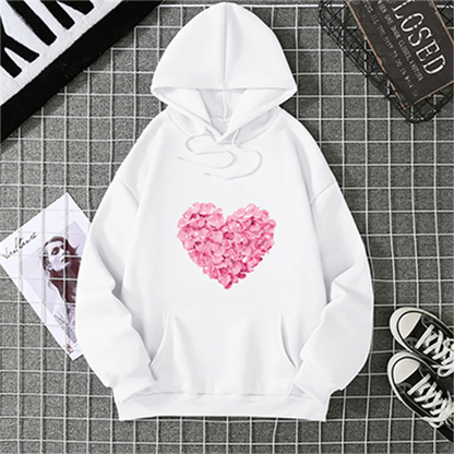 2025 Heart Shape Print Graphic Hoodies Cute Clothing Fashion Loose Pullover Sweatshirt Casual Girl Hoody Tops CYXX281