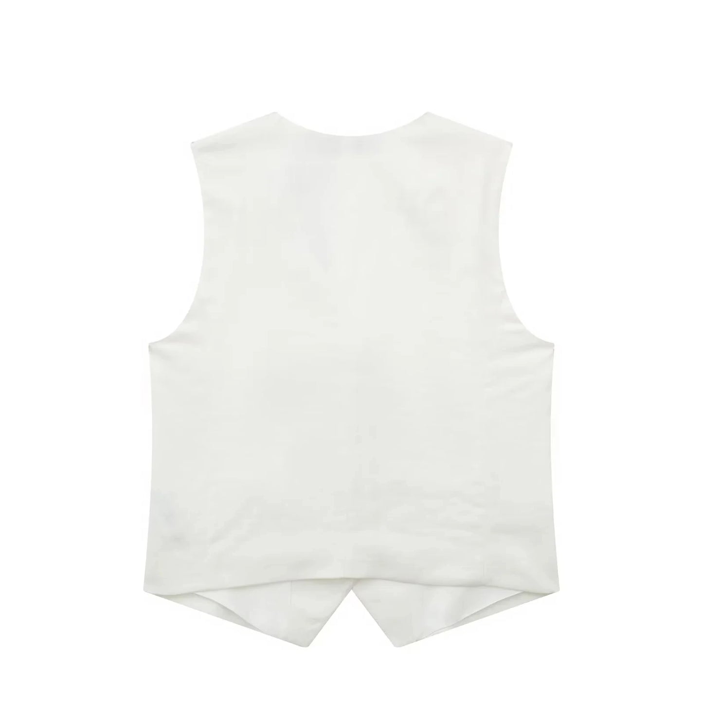 TRAFZA Women's Fashion Solid Linen Waistcoat Top V Neck Button Loose Casual Vest Summer Woman Streetwear Chic Vests Waistcoat