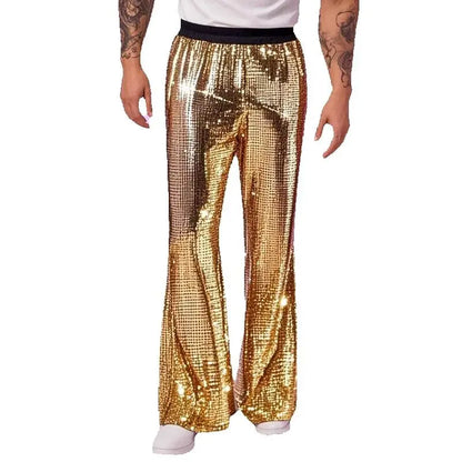 2025 Summer New Men's Luxury Casual Pant Fashion Singer Bar KTV Stage Performance Loose Breathable Silver Trousers