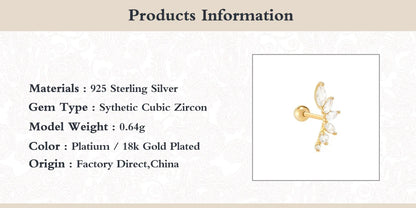 Aide 925 Sterling Silver 1pc Geometry Multi Piercing Stud Earrings For Women K Gold Simple Elegant Tassel Jewelry Gift Pendiente