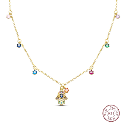 Necklace 925 Sterling Silver Evil Eye Gold Classic Simple Adjustable Necklace Women Girls Fashion Jewelry Gift