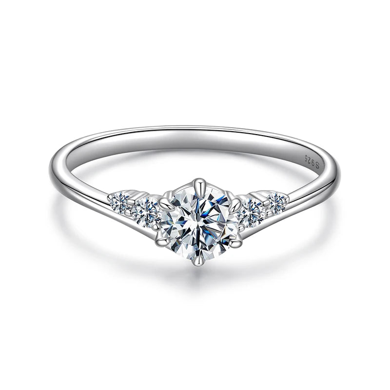 WOSTU Simple Eternity Moissanite Ring 925 Sterling Silver Sparkling Multi Gems Wedding Band Rings For Women Fine Jewelry Gift