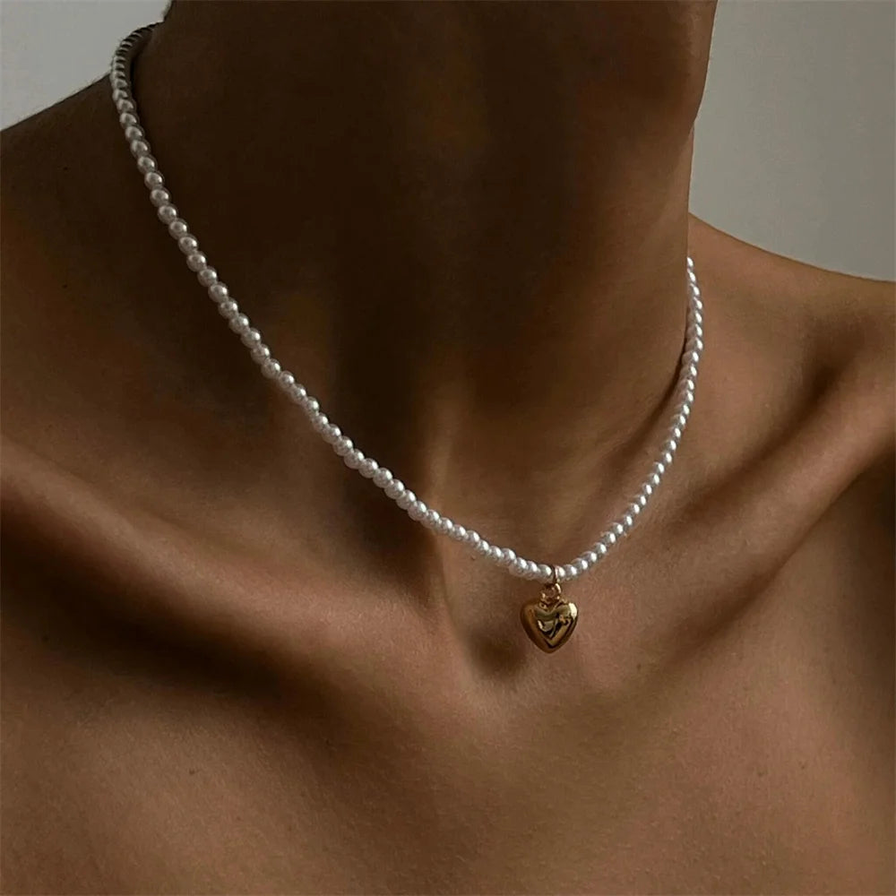 Boho Fashion Multilayer Gold-plate Artificial Pearl Crystal Chain Necklace For Women Female Vintage Star Sequin Pendant Jewelry