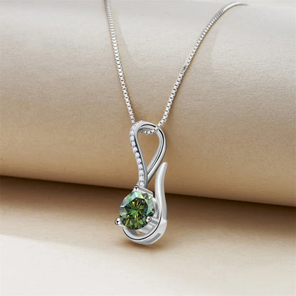 2 Carat 8mm Moissanite Necklace for Women GRA Certified 925 Sterling Silver Solitaire Pendant Chain Diamond Tester Included