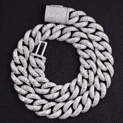プロヴァンス モアサナイト キューバンチェーン ネックレス メンズ用 S925シルバー 厚さ18mm マイアミキューバンリンク チョーカー レディース ヒップホップ カスタムジュエリー