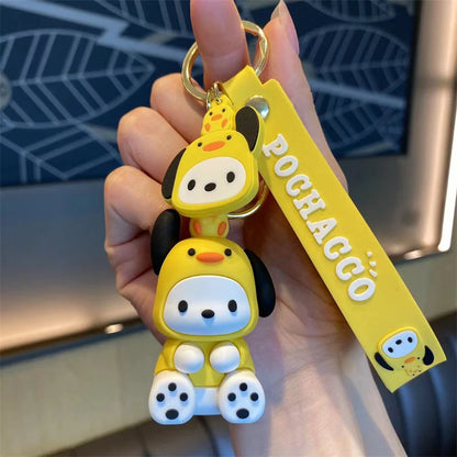Sanrio Cute Girl Keychain Bag Pendant Pink Kuromi Melody Cinnamoroll Car Key Sanrio Accessories Set Ring Backpack Holiday Gifts