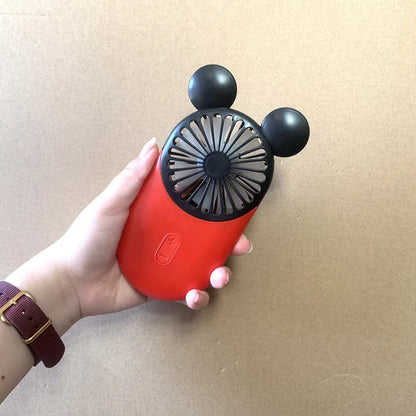 Kawaii Disney Mickey Mouse Handheld Fan Cartoon Usb Charging Small Fan Mini Portable Pocket Handheld Fan Led Light Birthday Gift