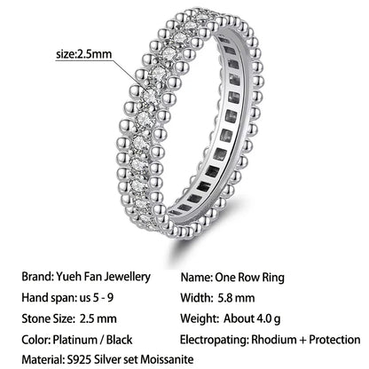 S925 Silver Ful Moissanite 2.5mm Ring GRA Certified Plated 18k D Color VVS1 Diamond Wedding Party Rings Women Exquisite Jewelry